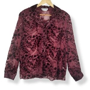 Vintage Womens Burnout Velvet Top Size 16 Y2K Romantic Gothic Whimsigoth Sheer
